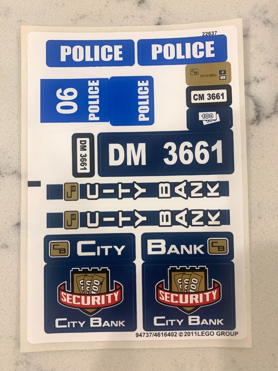 LEGO STICKER SHEET for 3661 Bank & Money Transfer, New & Genuine