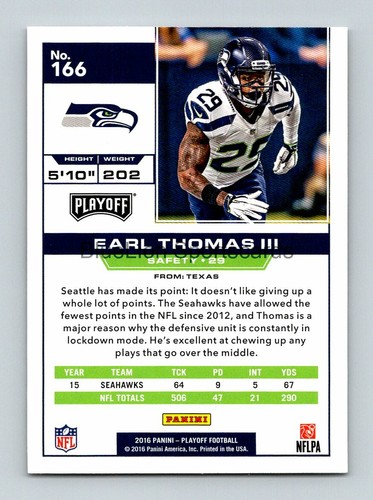Playoff 1st Down 2016 #166 Earl Thomas III/99 hecho - Imagen 2 de 2
