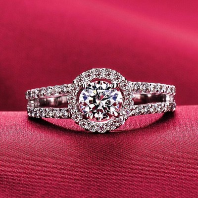 2 ct Round Cut Diamond Solitaire Engagement Ring 14k White Gold Finish ...