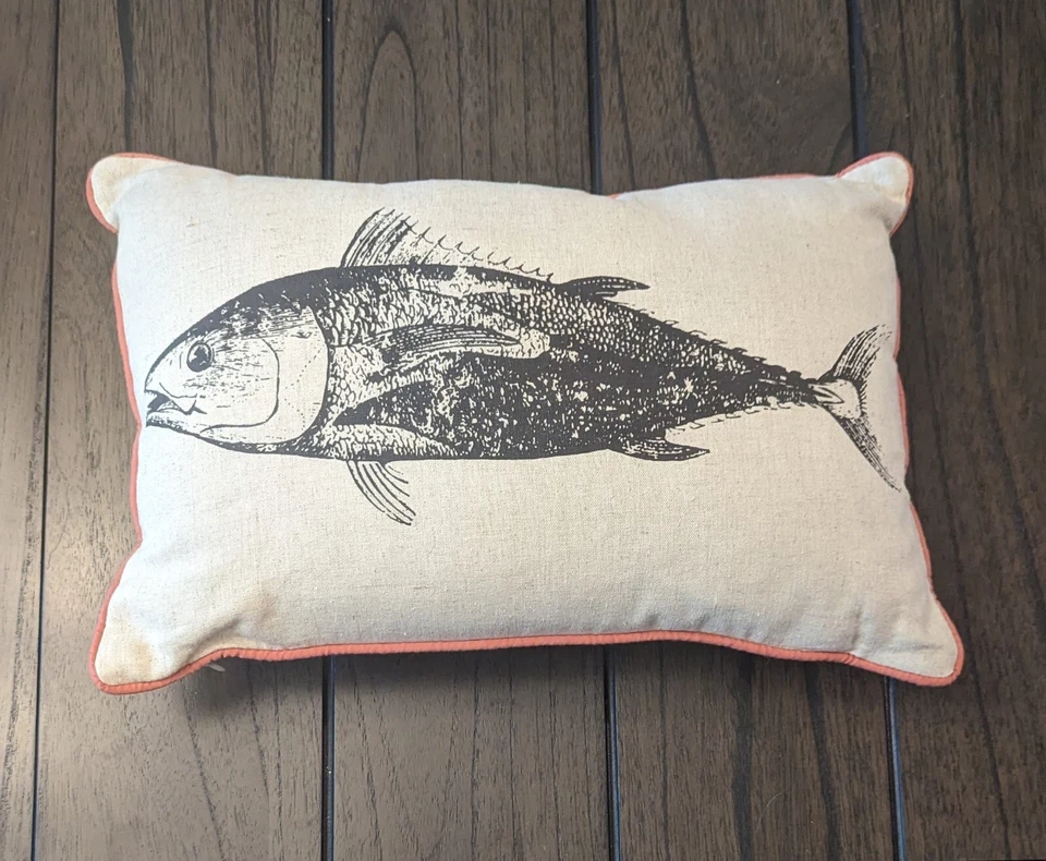 Creative Co-op Set Of 3 Home Decor Pillows Fish Octopus Cotton Linen 16" x 11" - Image 2 of 4