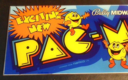 Nice 1982 Pac-Man Plus by Bally Midway Video Arcade Game Marquee - Picture 2 of 5