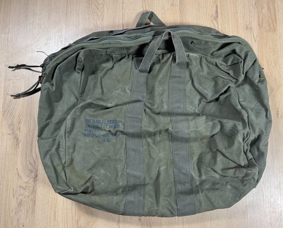 Vintage US Army Military Flyers Kit Duffle Bag OD Green Nylon