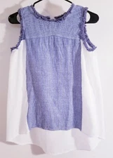 Doe & Rae Shirt Medium Blouse Top Back Zipper Accent Sleeveless  