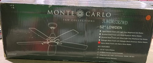 Monte Carlo Lowden 52 in Indoor/Outdoor Matte White Ceiling Fan 5LWDR52RZWD - Picture 2 of 2
