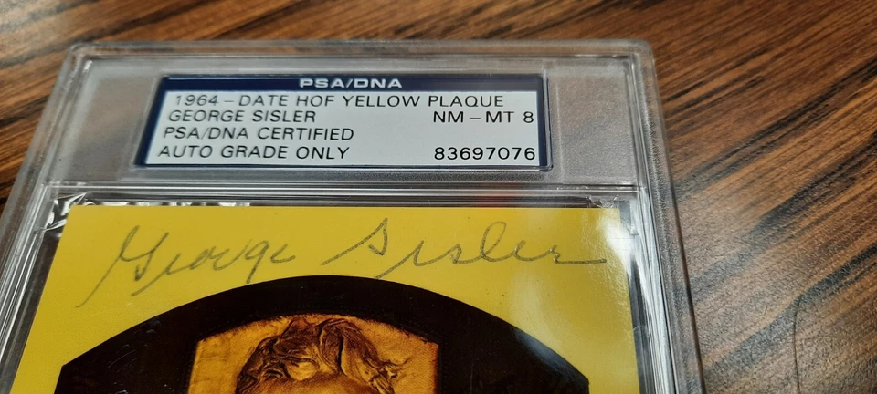 George Sisler SIGNED AUTOGRAPHED HOF PLAQUE POSTCARD PSA/DNA NM MT 8 - Image 3 of 4