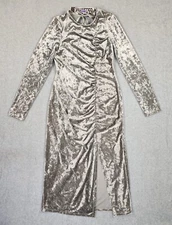 Future Collective Velvet Ruched DressWomen's Size M Silver NWT Open Back