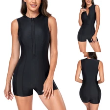 Women Swimwear Rash Guard Sleeveless UV Protection One-Piece Surfing Swimsuit