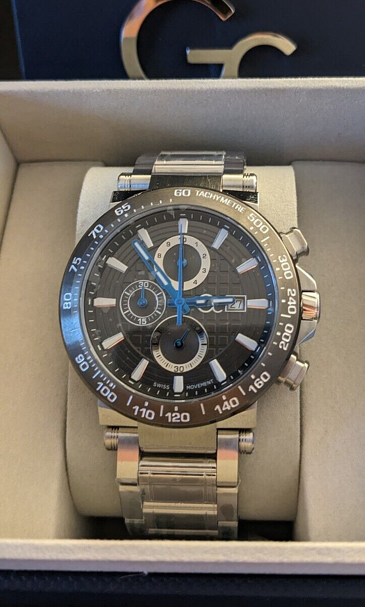 Reloj de pulsera para hombre GC GUESS Collection cronógrafo pulsera de acero inoxidable 44 mm Y37011G5