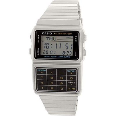 silver calculator watch