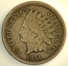 1861 Indian Head Cent 1c US Penny Coin Circulated Fine Condition