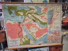 Grande carte scolaire murale vintage Géographie Le Moyen Orient