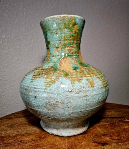 MCM Drip Glaze Green & Brown Pottery Vase Mission Earthy No Signature 10.5 x 9" - Picture 4 of 13