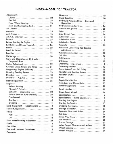 Allis-Chalmers Model C Tractor Operating Instructions, Maintenance & Parts List - Picture 2 of 5