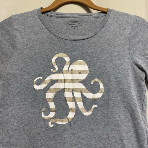 J. Crew Women’s T-Shirt XS Collector Tees Octopus Graphic Print Grey Casual - Picture 3 of 8