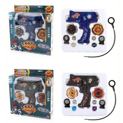 Beyblade Metal Fusion Toys Giroscopio Spinning Doppio Lanciatore Mano Spinner Blu - Foto 24 di 24
