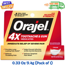 Orajel 4X for Toothache Gum Pain: Severe Cream Tube 0.33oz- From Oral Pain ...