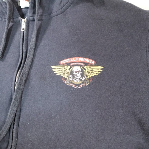 Giacca Powell Peralta uomo grande grunge skateboard teschio grafica zip cappuccio - Foto 3 di 15