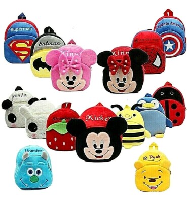 Pikachu Kitty Melody Superman Batman Kid Cartoon Boy Girl Plush Backpack
