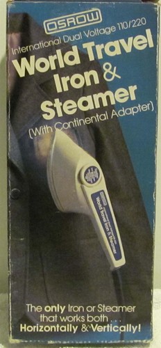 Vintage Osrow Dual Voltage (110/220) World Travel Iron & Steamer with Adapter