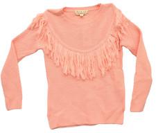 Pink Republic Big Girls Fringe-Front Sweater Peachy Med 8-10
