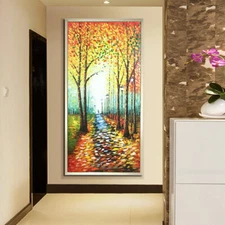 Abstract Hand-Painted Oil Paintings Golden Flowers Luck Tree Oil Painting Hand