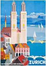 Zurich 1928 Travel Poster Print  Reproduction Giclee Print 11x17