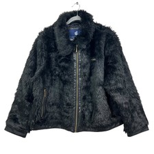 Rocawear Classic Womens Jacket Faux Fur Collared Lined Zip Pockets Black Sz 2x