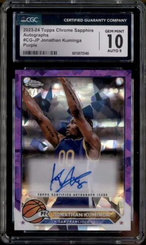 2023 Topps Chrome Sapphire Auto Purple Jonathan Kuminga /10 CGC 10