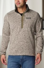 Columbia Mens Weather 1/2 Zip Pullover Sweater Dark Stone Heather Size XL NWT