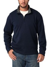 Wrangler Men's Long Sleeve Fleece Quarter-Zip Sweater  Mood Indigo  Small