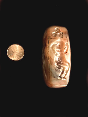 Ancient Sasanian Agate Carved Intaglio Signet Stamp Seal Bead ORIGINAL Rare