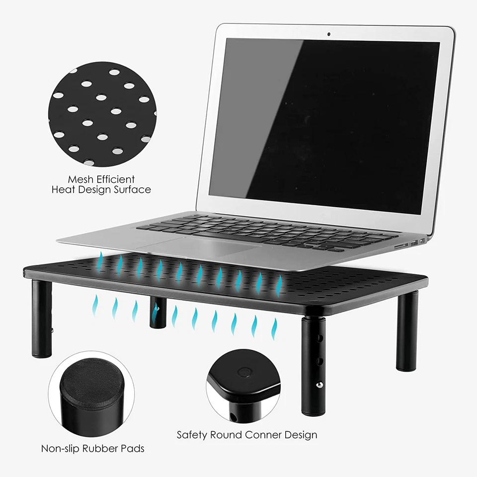 TV/Monitor Riser Desktop Stand, Flat Screen, Sturdy Metal Laptop Computer Shelf - Image 3 of 4
