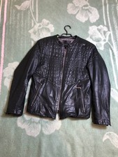 PHILIPP PLEIN Black Leather Rider Jacket 52 M...