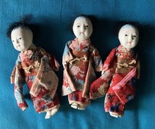 Poupée japonaise années 1940 WWII têtes porcelaine robe d'origine tissu décoratif
