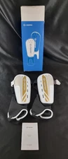Airfish Soccer Shin Guards White w/Gold Design AFFOOT324 NEW OPEN BOX