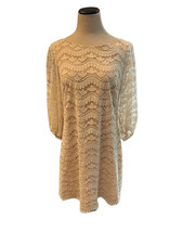 Eliza J. Lace Overlay Nude Illusion Shift Dress Sz 12