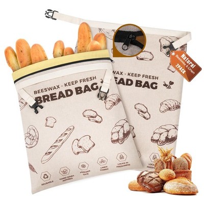 Reusable Beeswax Bread Bags for Homemade Bread & Sourdough, 2 Pack XL 17x13in...