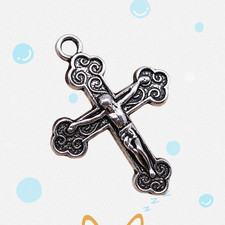 80 Pcs Tibetan Silver Jesus Cross Charms 29X22MM Diy Jewelry Making L14582
