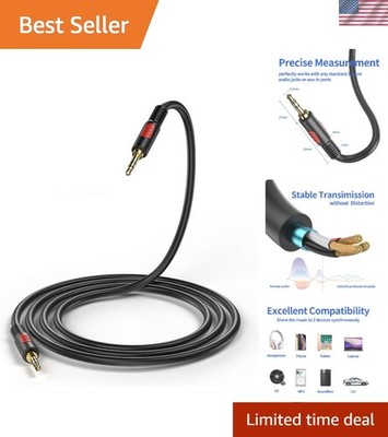 High-Quality 6ft AUX Cable with Gold-Plated Connectors - Music Anytime, Anywhere