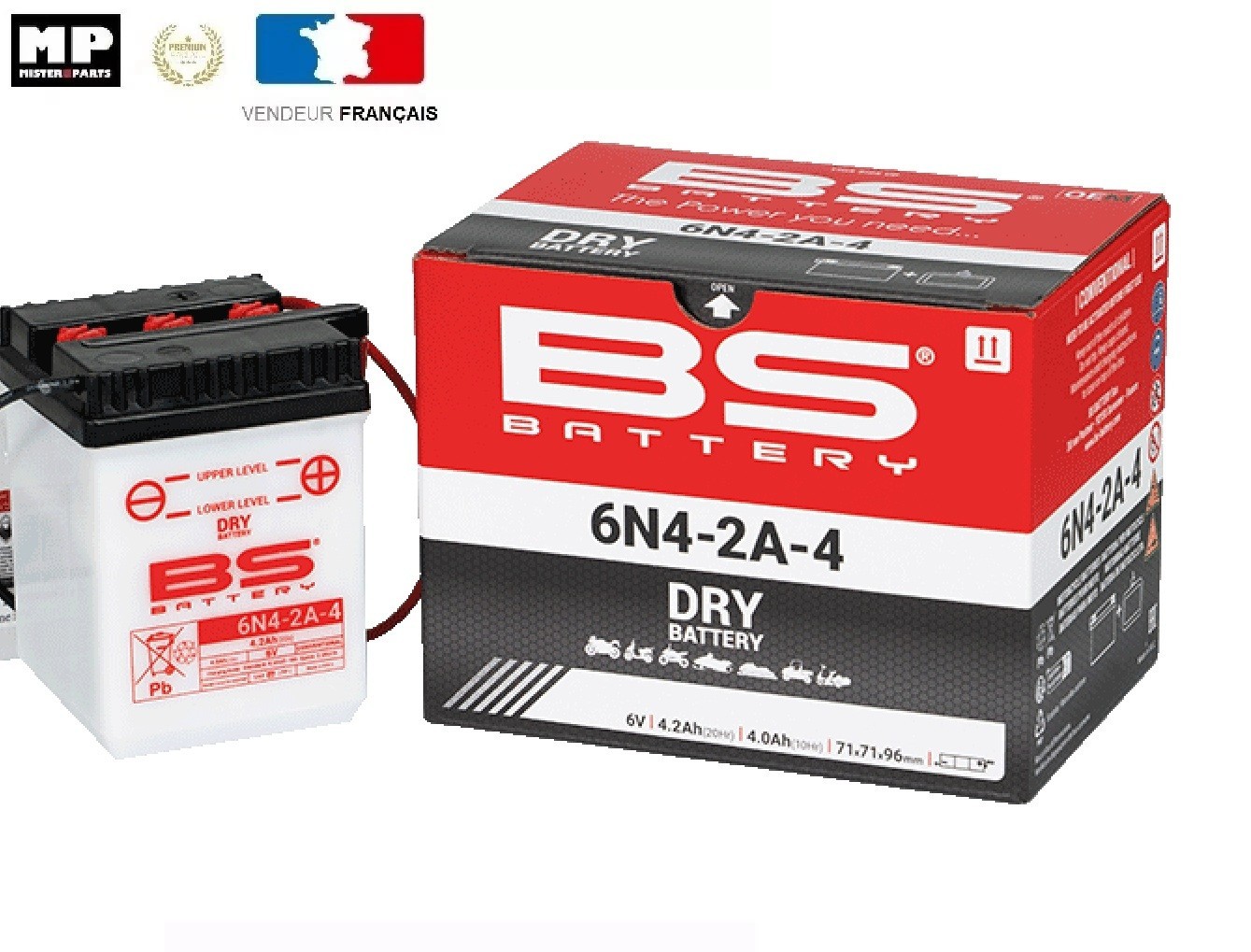 Batterie 6N4-2A-4 résout les pannes d'allumage sur Honda XLS 400 6V 4.2Ah