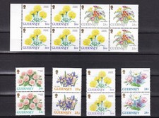 LI01 Guernsey Definitive Series 1992-1994: Flowers Mint Pairs+Block