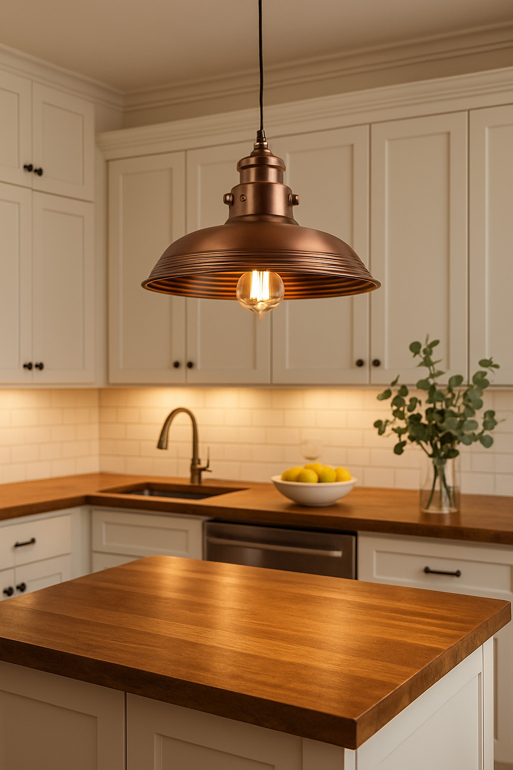 11" Adjustable Iron Industrial Rustic LED Pendant Light with Copper Finish – Dim