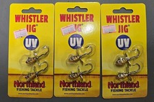 3X LOT Northland Tackle Whistler Prop Spinner Jig 1/8oz WH3UV-23 UV GREEN PERCH