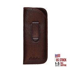 Slim Eye Glasses Case w/Clip Soft PU Leather Men Women Eyeglasses Pouch Brown
