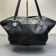 HOBO International Black Leather Shoulder Bag Tote Purse I Love Hobo Charm