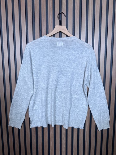 Sundry Sweater M / L Gray Long Sleeve Wool Cashmere Pullover Lightning Bolt - Picture 2 of 9
