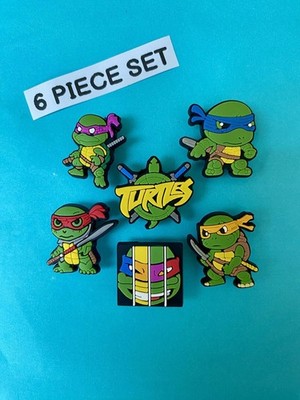 6x Teenage Mutant Ninja Turtles TMNT Schuh Charms für Crocs Schuhe. PVC Clog Anhänger