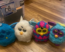 Hasbro Furby Lot of 4 Electronic Interactive Plush Toys Blue, White, Pink, Teal