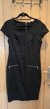 Tu Black Fitted Work Dress Size 12 Knee Length Hourglass Short Sleeve