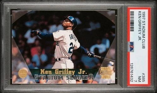126761432 Ken Griffey Jr 1997 Topps Stadium Club #385 PSA 7